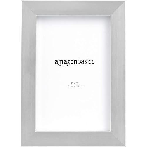 Amazon Basics Rectangular Photo Picture Frame, 4" x 6", Pack of 2, Nickel