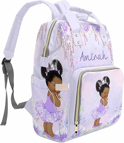 Miniatura 9 de M YESCUSTOM Bolsa de pañales personalizada de color arcoíris con linda princesa africana para mujer 0109-a11 Mochilas Daypack