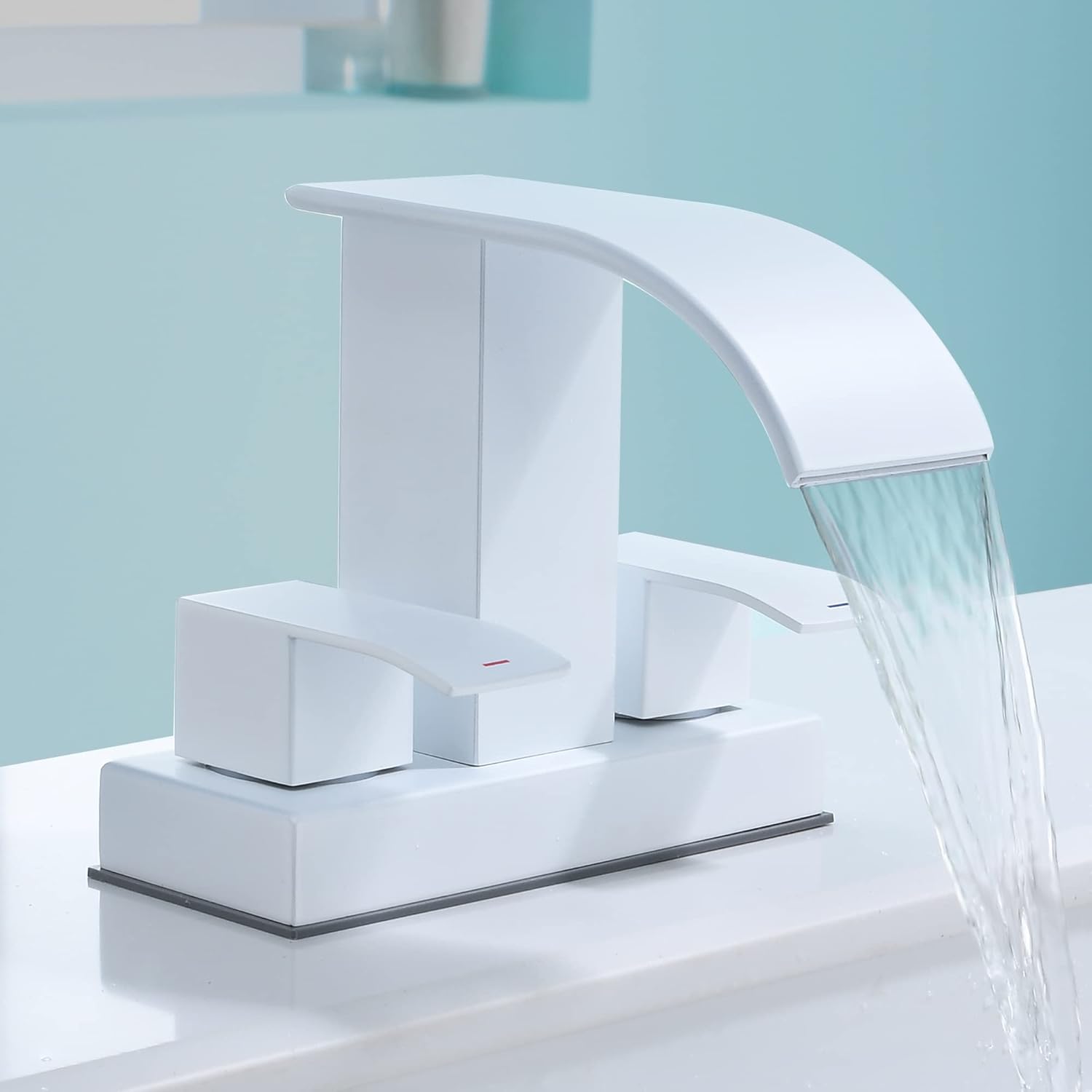 𝟮𝟬𝟮𝟰 𝗡𝗲𝘄 Waterfall Bathroom Faucet, Modern Vanity Sink 2 Handle 4 Inch