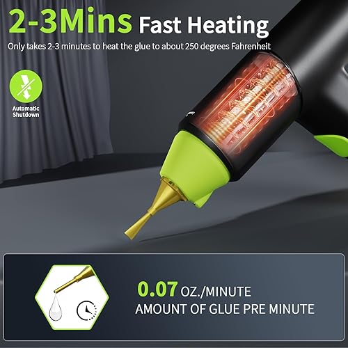 Miniatura 3 de Kit de pistola de pegamento caliente, pistola de pegamento inalámbrica con soporte recargable por USB, precalentamiento rápido, apagado automático,