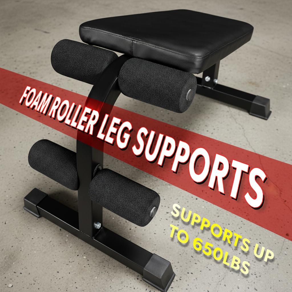 Decline Sit-Up Bench for Ab Workouts – Heavy Duty Abdominal Slant Board for Crunches, Core Training, Russian Twists, Ab Raises – 650 lb Max Weight – Adjustable Fit – Home Gym Bench