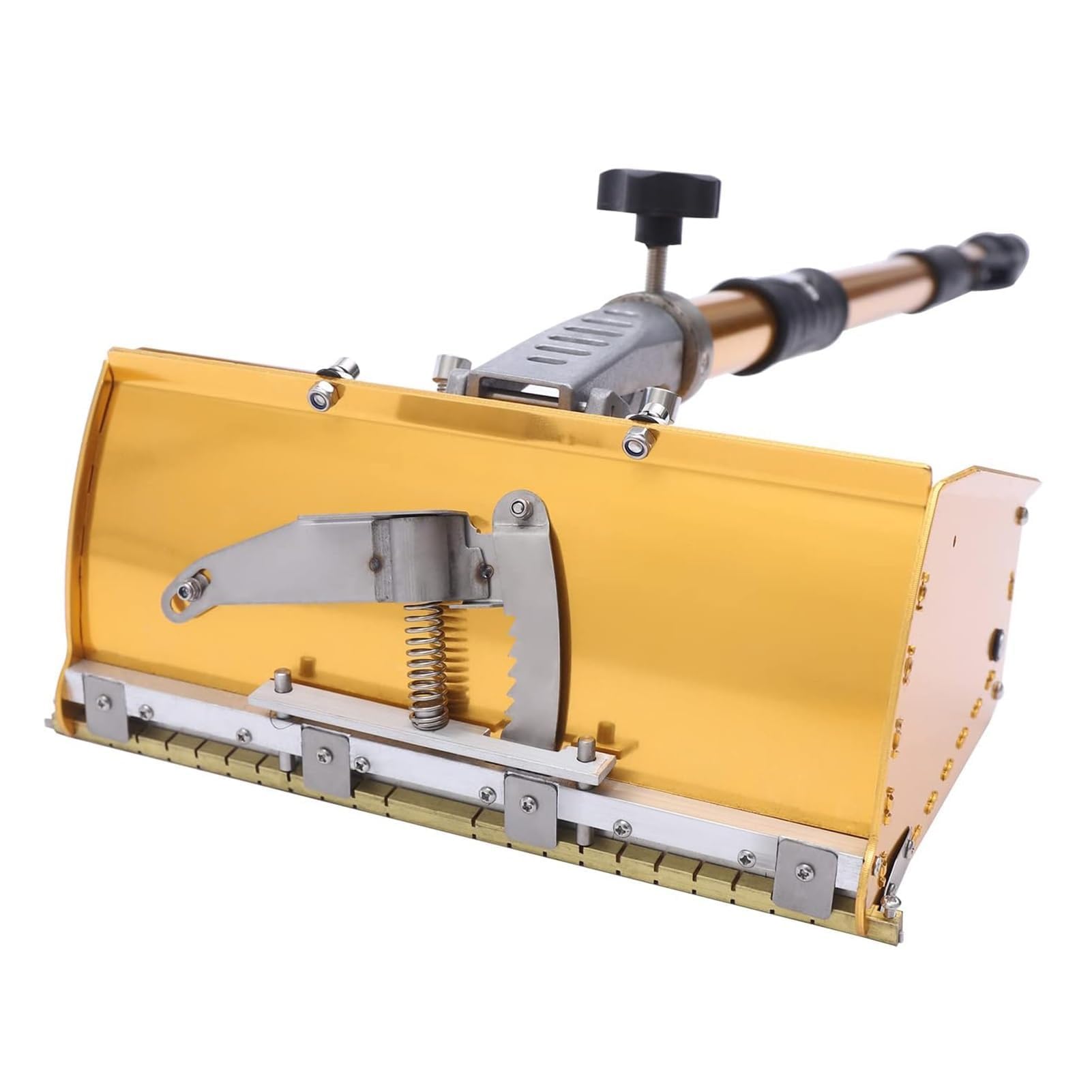 Caja de acabado para paneles de yeso de 9.8 pulgadas con mango ajustable de 40 a 64 pulgadas, cinta de aleación de aluminio y herramienta de aplicación de barro para compuesto de juntas de placas de