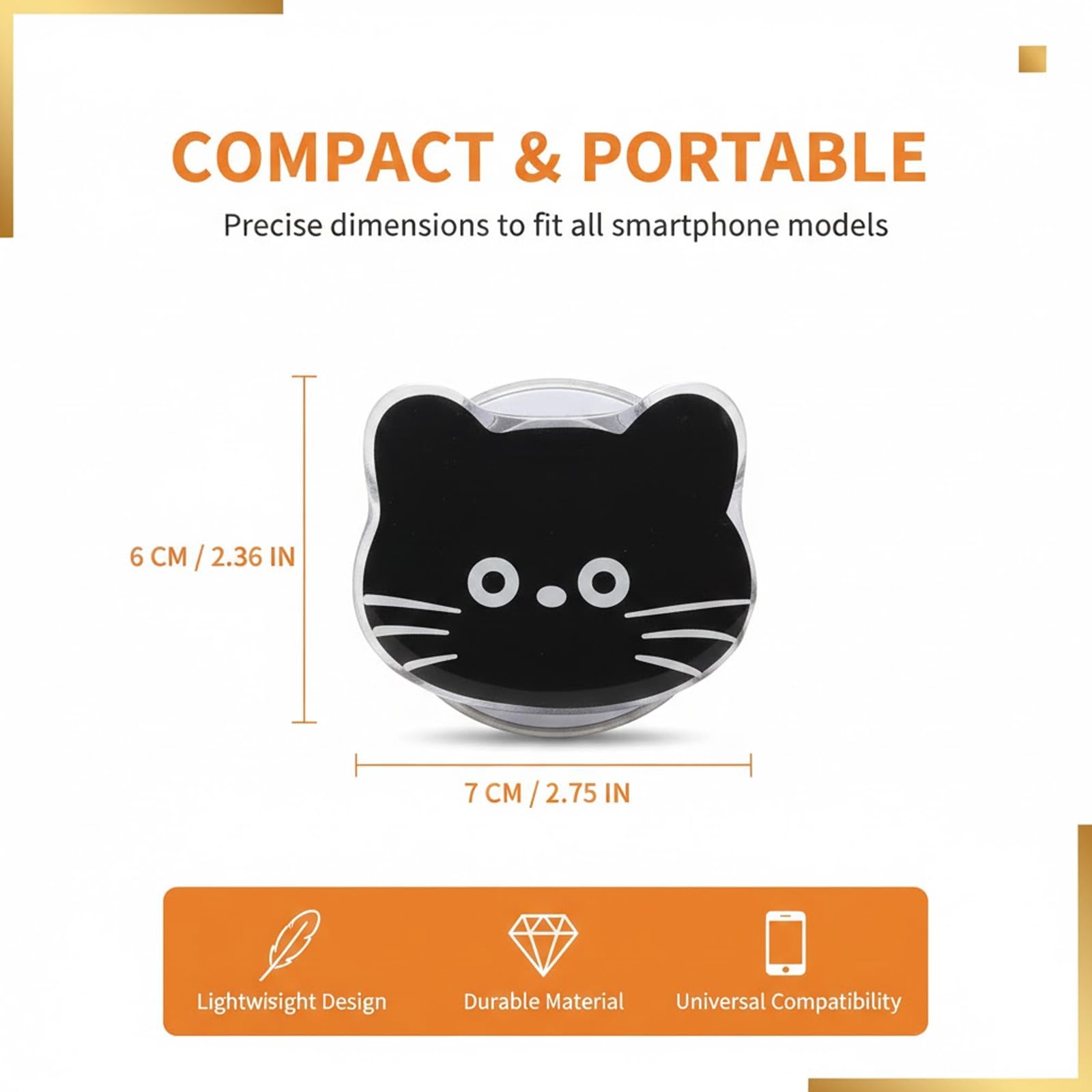 4 Pezzi Porta Cellulare da dito, Impugnatura Smartphone, Gattino di Cartone Animato Supporto di alta Qualità, Pieghevoli, Presa Sicura, Base e Impugnatura Estensibili per Smartphone e tablet