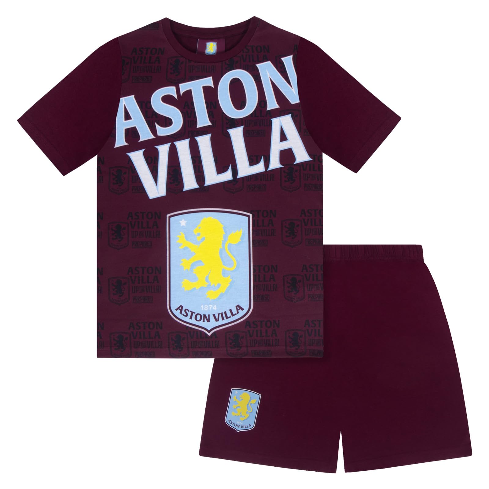 Aston Villa Boys Claret Short Pyjamas 8-9 Years Official Football Gift