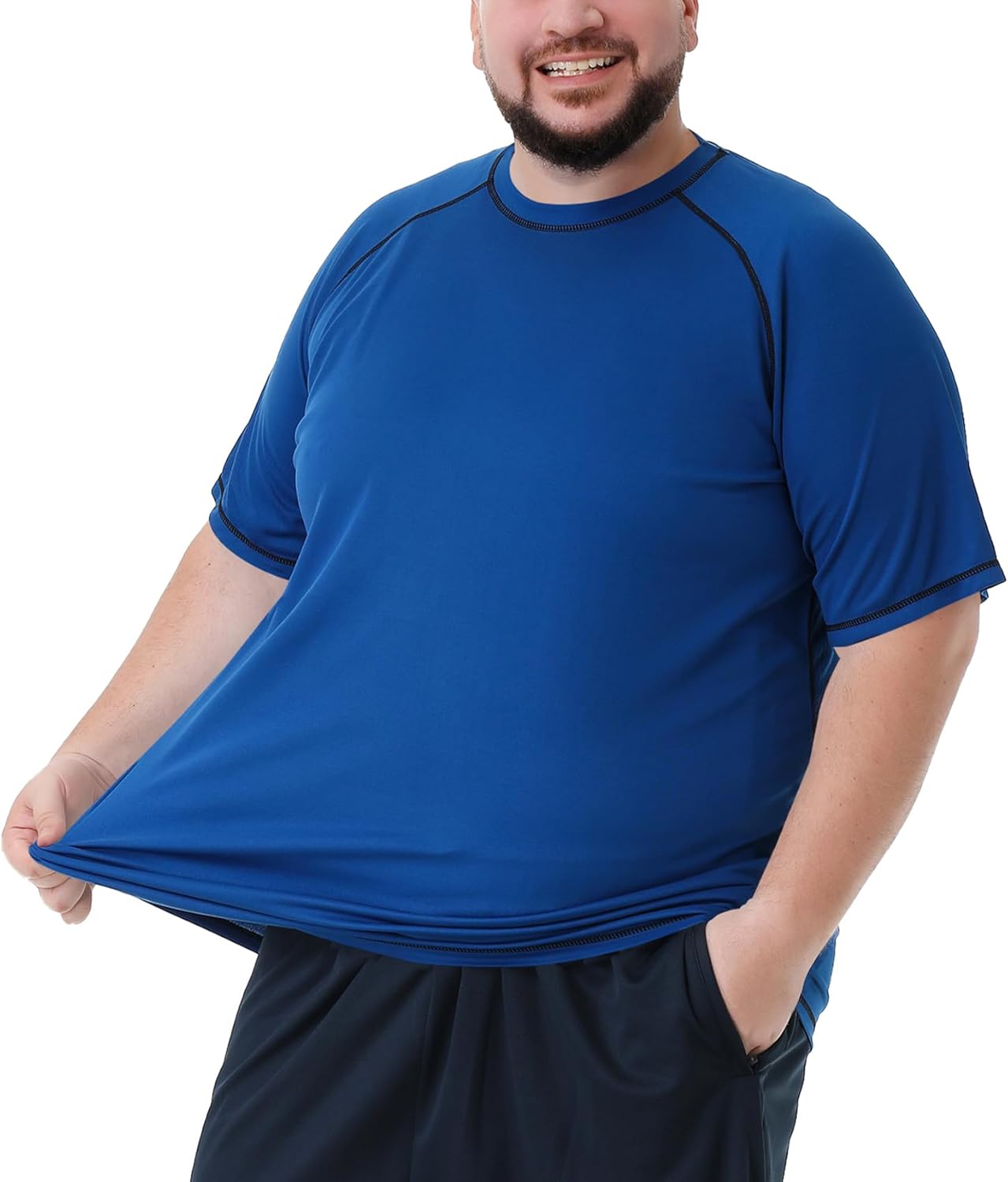 Mens Big and Tall Swim Shirt Sun Protection UPF 50+ Rash Gard Quick Dry T-Shirt