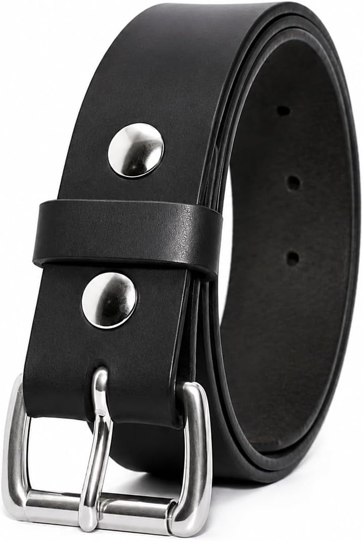 Mens Leather Belt, Full Grain Genuine Buffalo Leather, Handmade by Amish, 1.5 Inch Wide, 3.6mm Thick