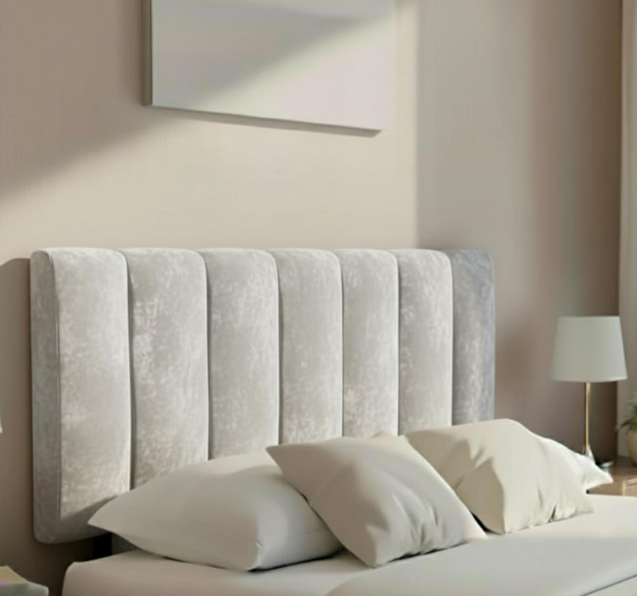 Hannah Portland Velvet Headboard, Plush Lined Design for Divan Beds, Luxury Bedroom and Hotel Furniture Height 20inch (Silver, Double 4ft 6inch) โ image 1