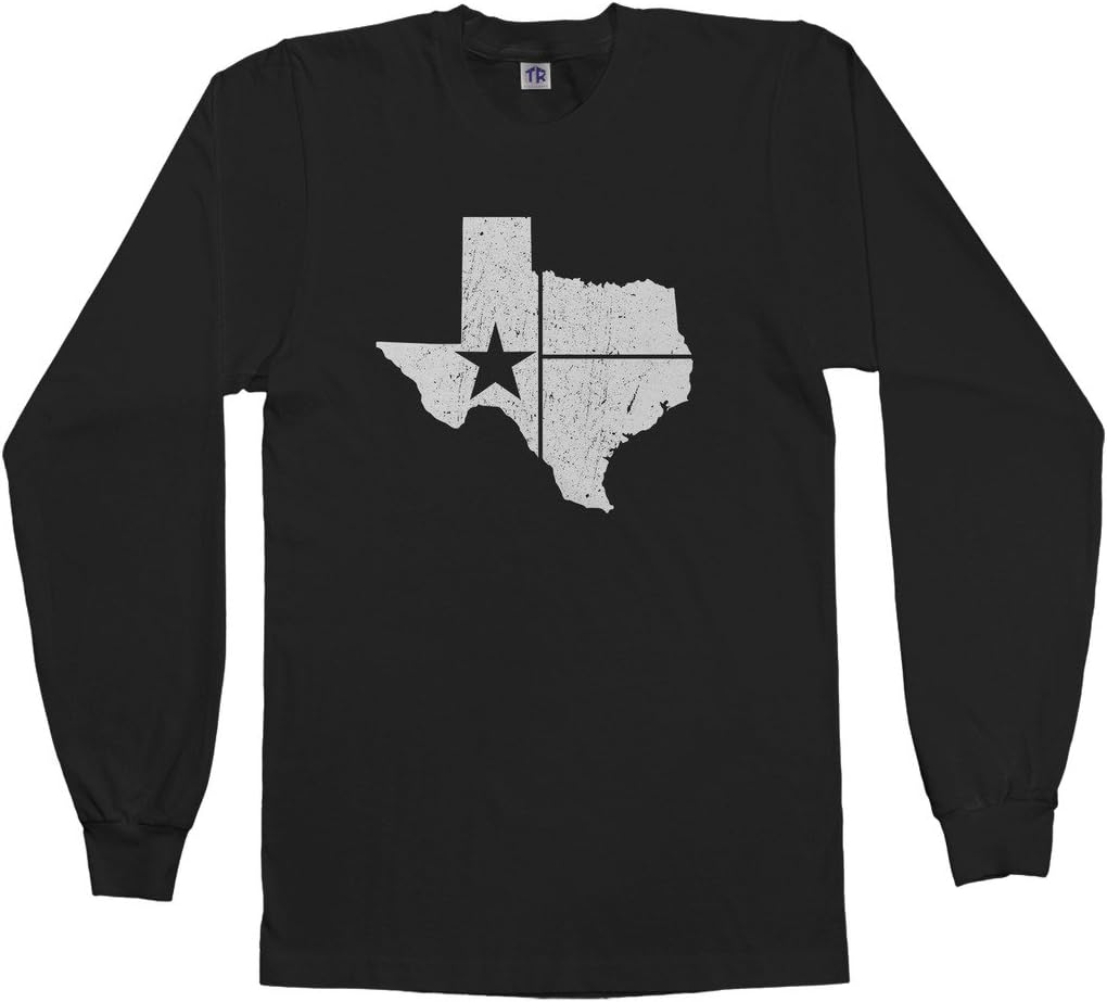 Threadrock Men's Distressed White Texas State Flag Long Sleeve T-Shirt