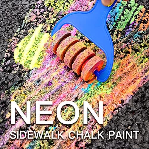 TBC Pavement Chalk Paint Set for Toddlers 6 Bottles 118ml Each, Washable Liquid Non-Toxic for Children Kids Boys Girls Students Drawing on Street Yard Playground for Age 6+ (Neon Co lours)