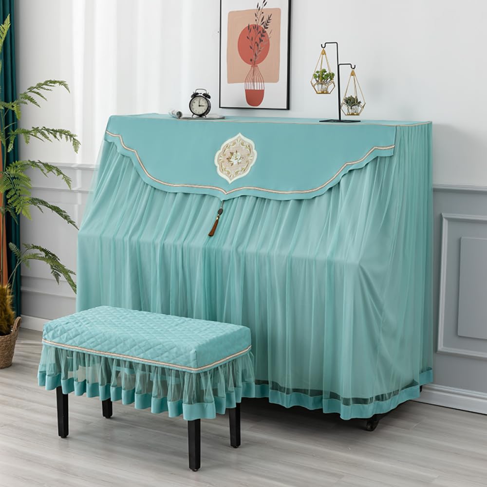 Pokrowiec na fortepian, eleganckie etui ochronne na fortepian, luksusowe, wysokiej jakości akcesoria do fortepianu, modne akcesoria fortepianowe, dekoracja, kolor zielony, pokrowiec na fortepian +