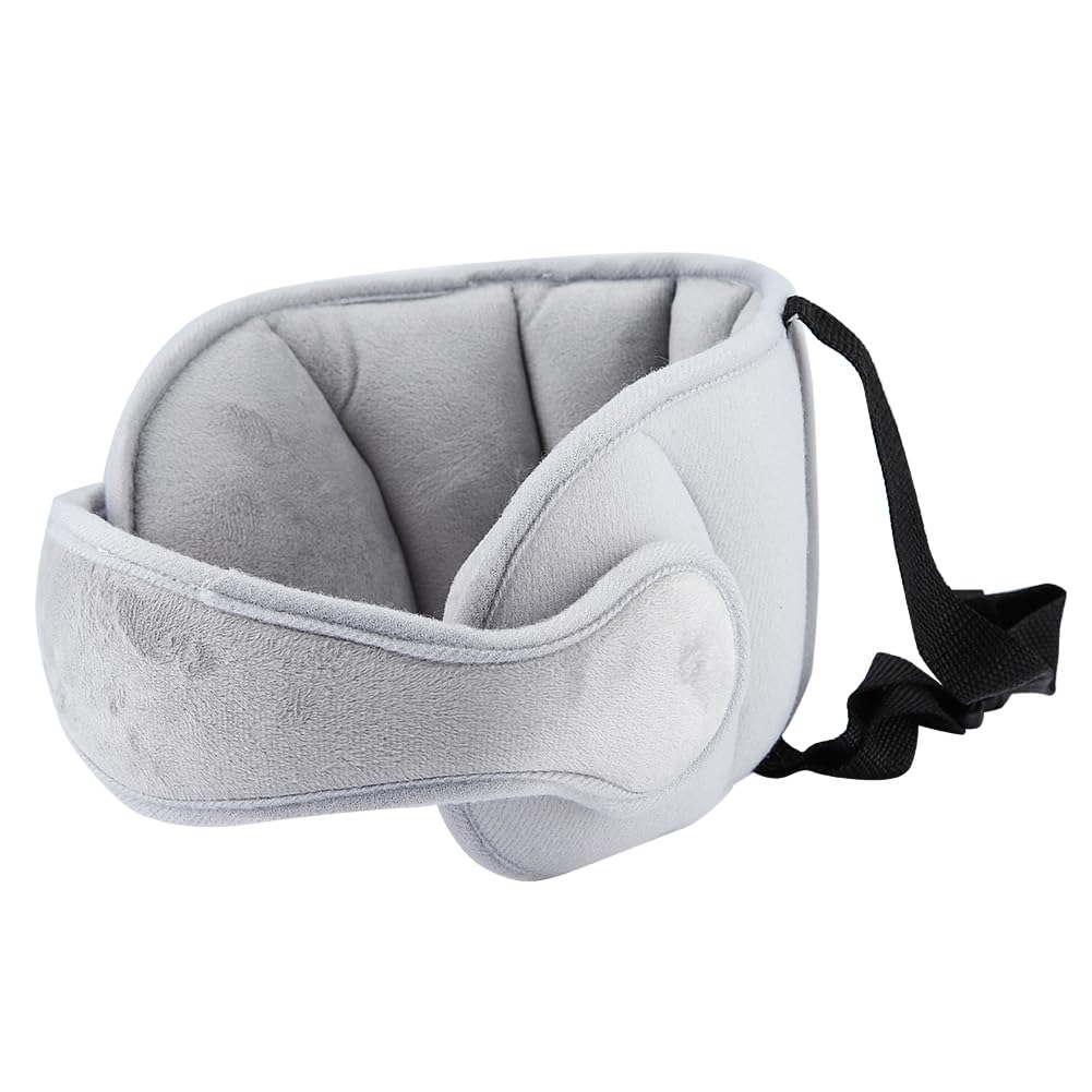 LetCart Car Head Support Pillow for Babies & Kids - Adjustable Safety Headrest with Fixing Band for Strollers & Car Seats (Grey)