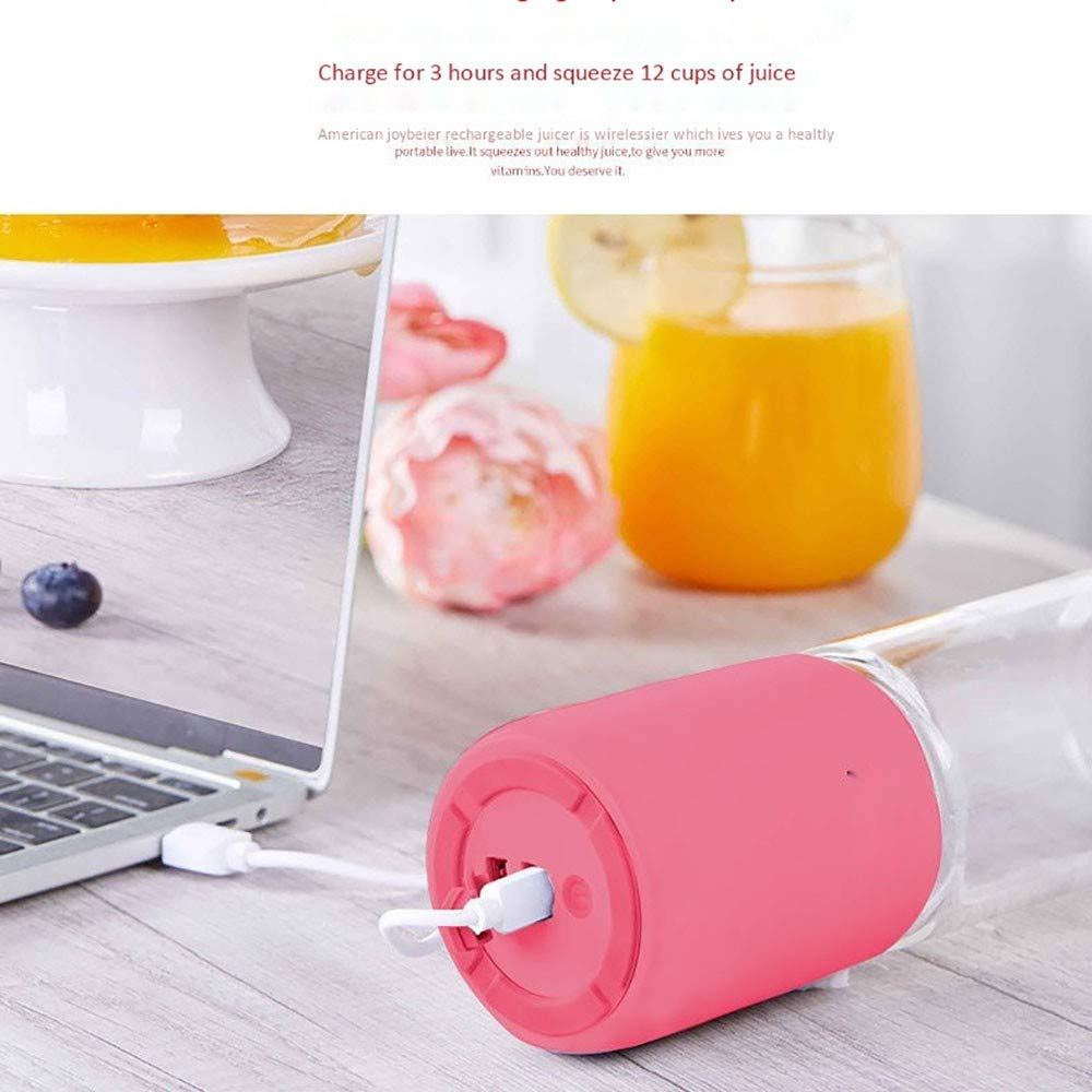Licuadora Portátil, Mini Batidora de Vaso con 4 Cuchillas, 400ML Juicer Smoothie Maker USB Recargable Batidoras de Vaso Individuales para Fruta, Verdura, Smoothies, Milkshake