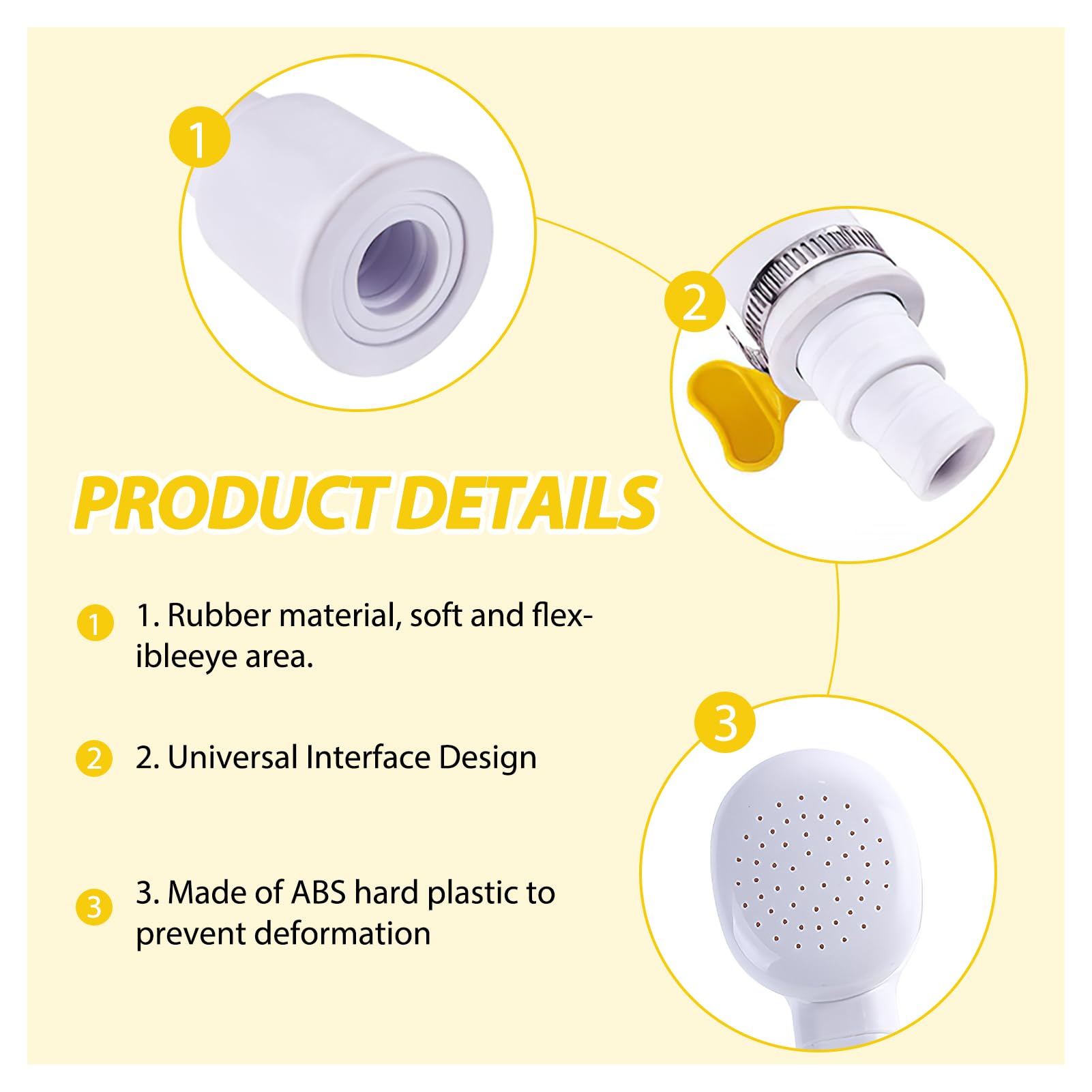 Bath Single Tap Shower Attachment Push on Rubber Shower Hose for Taps Washing Hand Held Portable Pet Dog/Cat Shower Hair Washing for Bathroom Washing Dresser Kitchen Sink Mixer Tap (1.3m,White) - Image 3