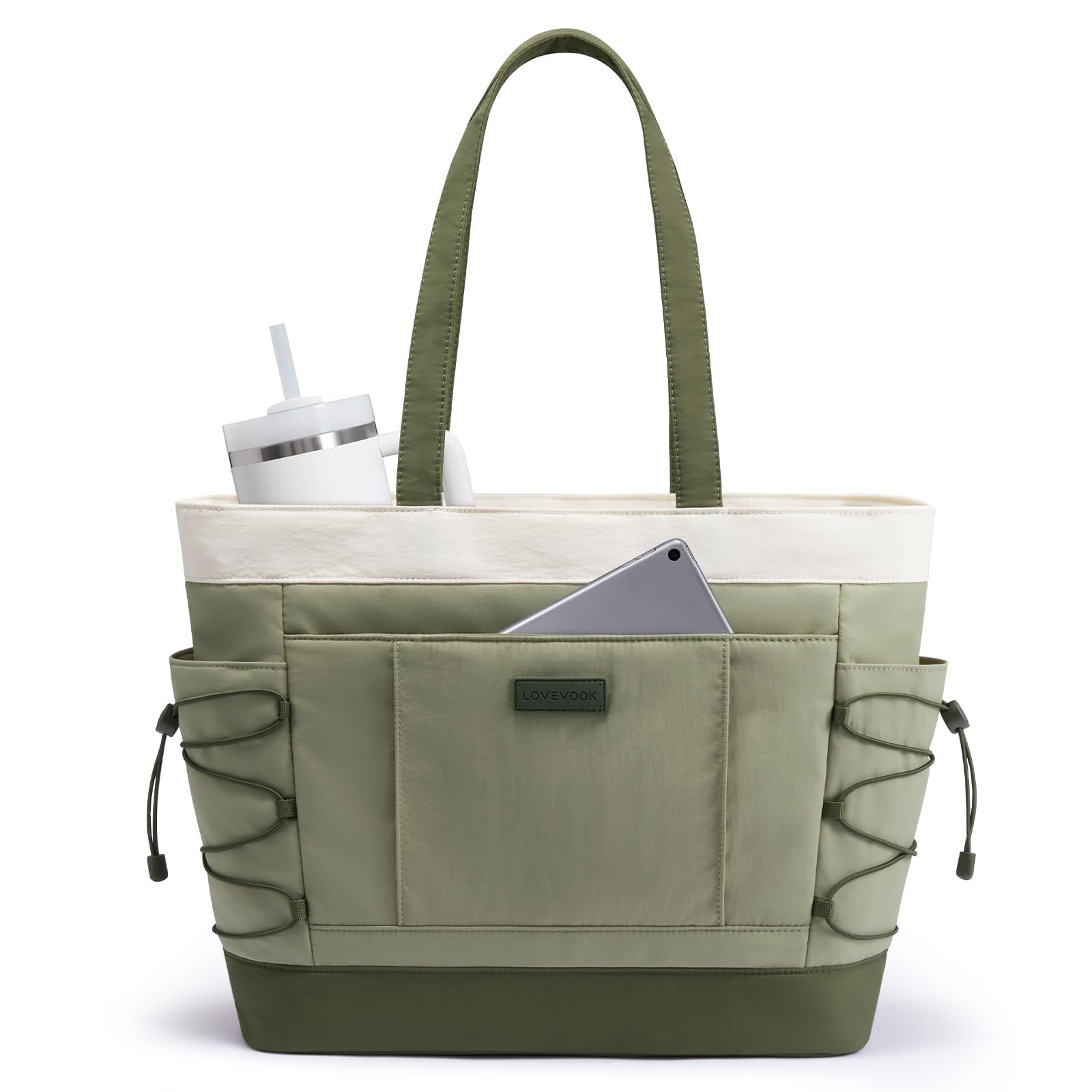 LOVEVOOK Tote Bag for Women Puffer Tote Bag with Large Cup Holder Lightweight Shoulder Bag Handbag for Travel