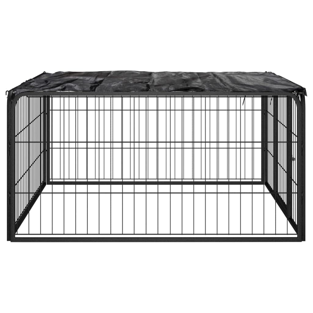 vidaXL Box Cani a 4 Pannelli Nero 100x50cm Acciaio Verniciato Polvere