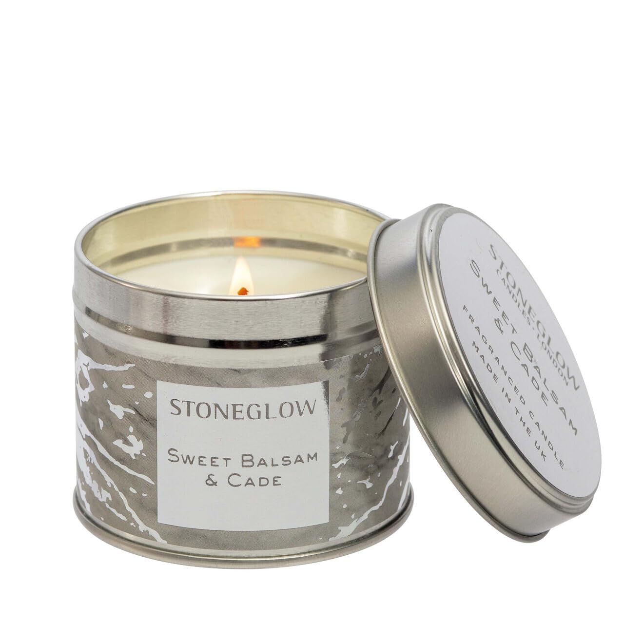 Stoneglow Silver - Luna - Sweet Balsam & Cade - Candle Tin (Silver)