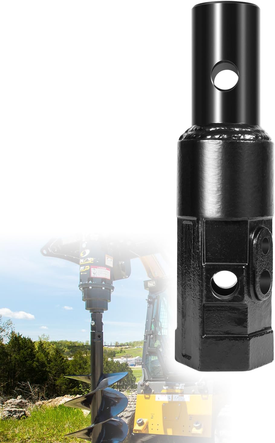 Heavy Duty Auger Adapter 2" Female Hex to 2-9/16" Male Round for Augers, Skid Steers, Tractors, Post Hole Diggers, Replace 23-058