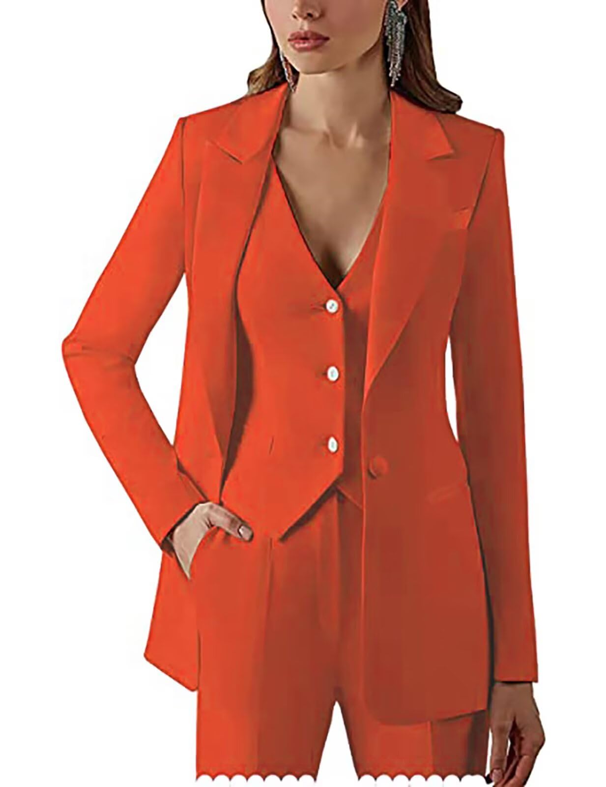 Business Women Suit Set 3 Pieces Notch Lapel Single Breasted Vest for Office Work Lady Suits Blazer Vest
