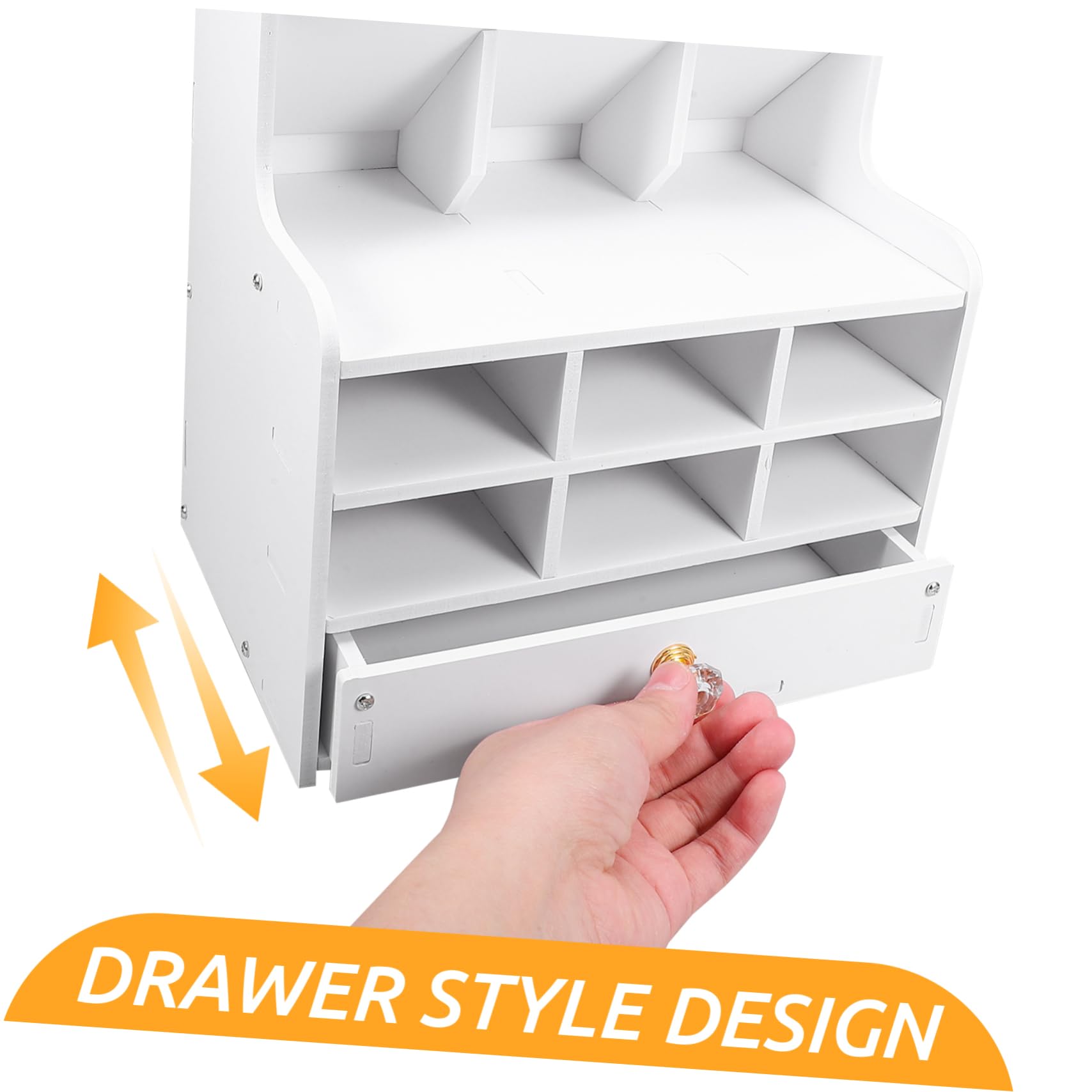 Portapenne da Scrivania a Cassetti, Grande Capienza, Bianco | Pvc e Pannello in Legno Plastico, Scomparti Multipli, Struttura Semplice, per Desktop e Studio
