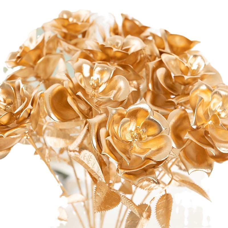 Amazon｜XIZHI 5個 人工金色のバラの花 20インチ 造花 ローズフラワー