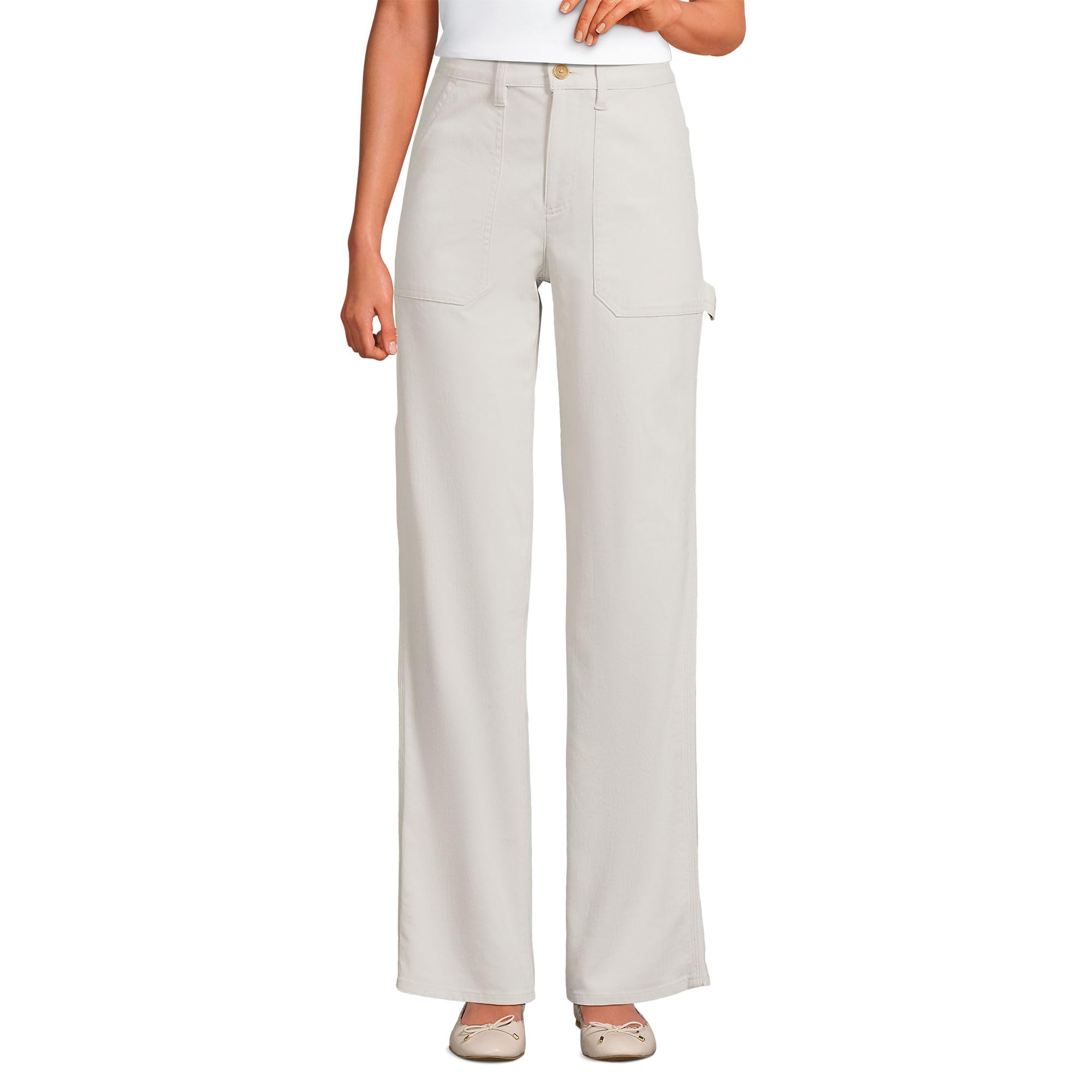 Lands End Womens Herringbone Chino High Rise Utility Pants
