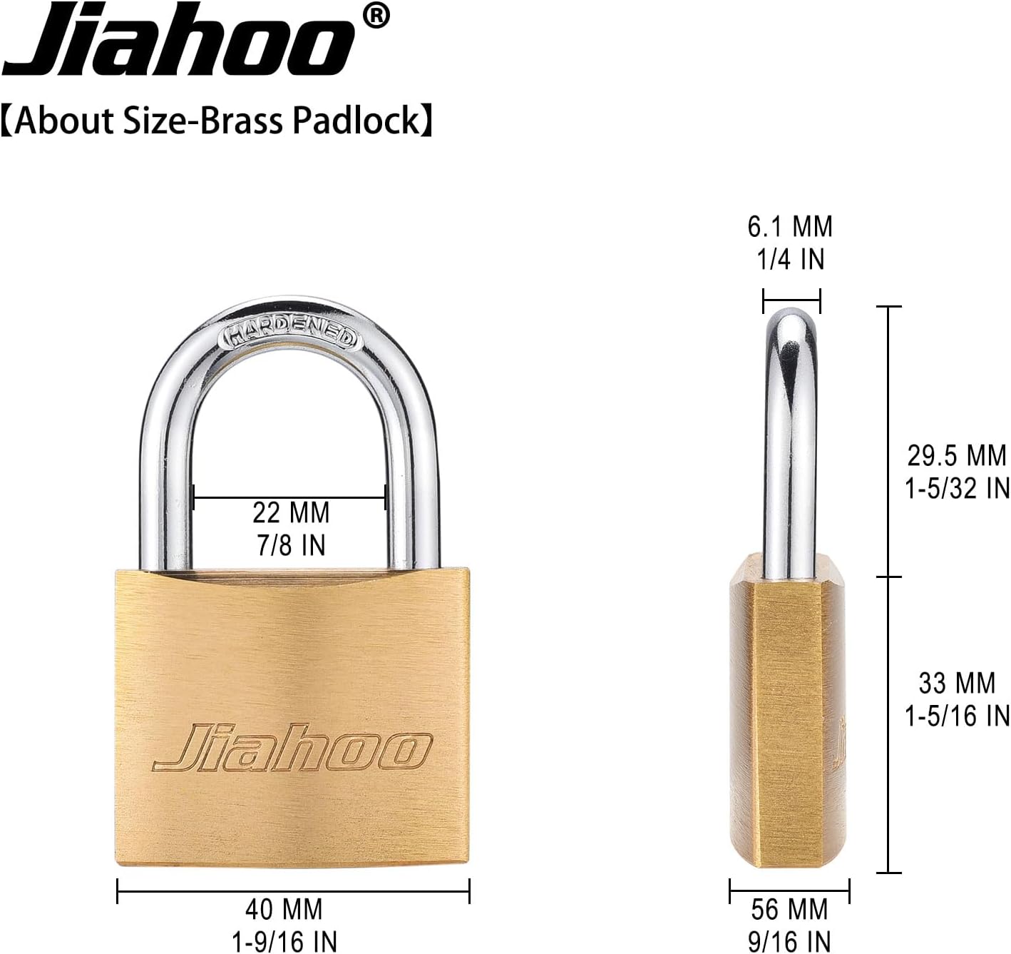 JIAHOO Door Lock Gate Latch, Heavy Duty Slide Bolt Door Lock with Brass Padlock & 3 Keys, Sliding Bolt Latch Hardware kit for Wooden Fence, Shed Door, PVC Fence, Barn Door