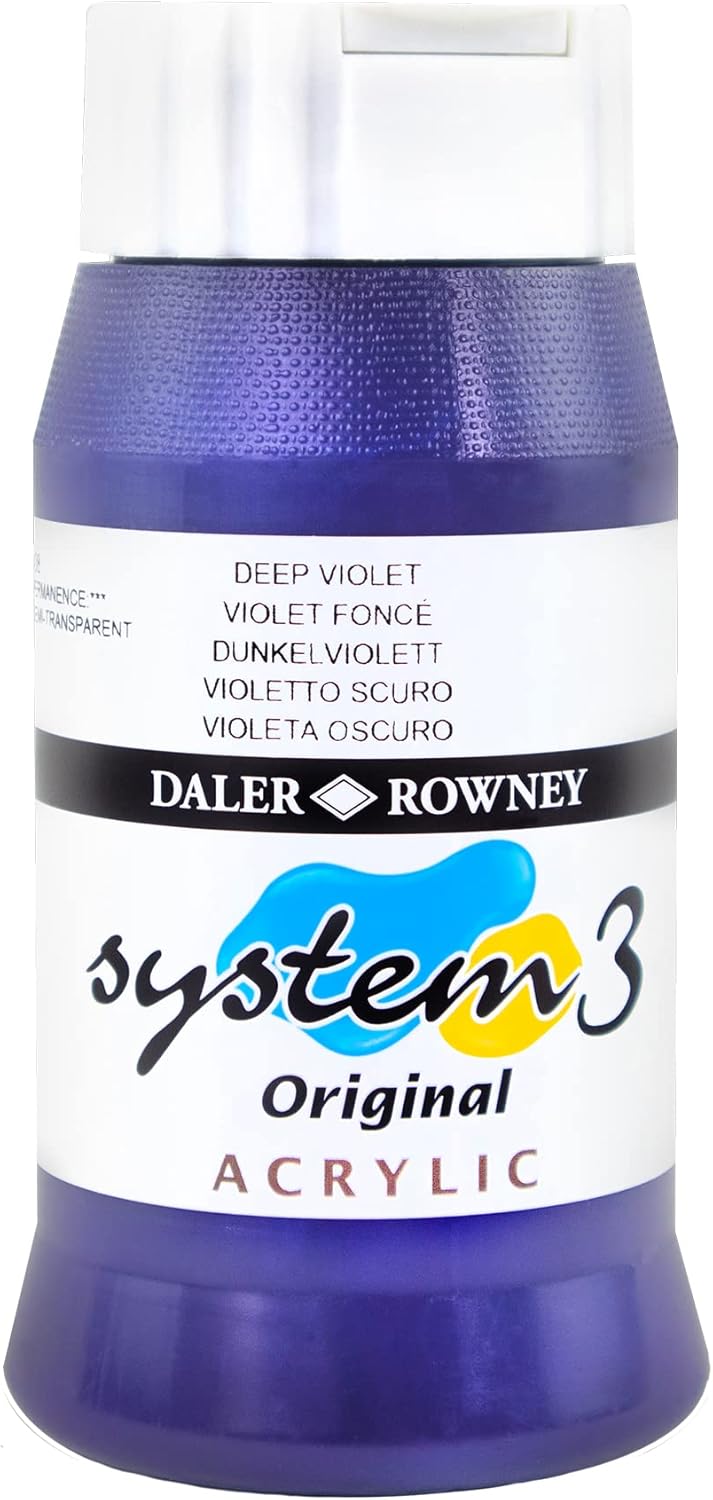 Daler Rowney System3 Deep Violet 500ml Acrylic Paint Tube - Acrylic Painting Supplies for Artists and Students - Artist Paint for Murals Canvas and More - Art Paint for Any Skill Set