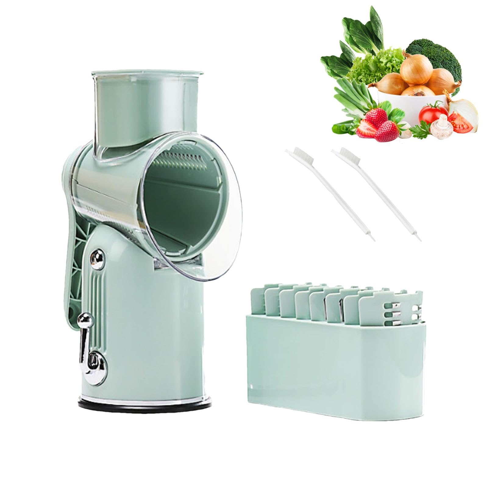Grattugia per formaggio,Manovella per grattugia per formaggio | Macinino per noci - Grattugia in acciaio inox con manico 5 frese intercambiabili per formaggio cioccolato carota noci verdure | Macinino per noci - Grattugia in acciaio con manico 5 frese int