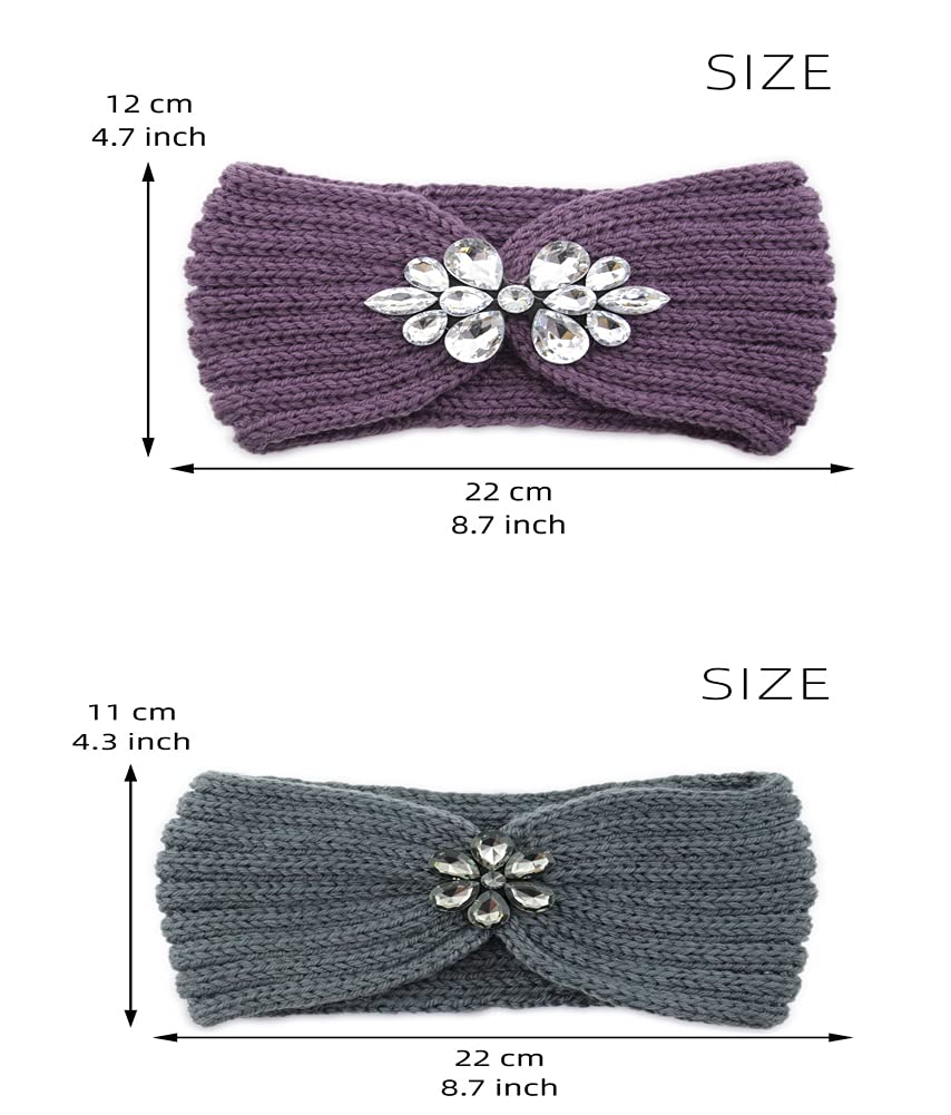 ChenXi Store 6 Pack Women Winter Warm Crocheted Headwrap Soft Knit Vintage Head Wrap Boho Headband Twisted Elastic Hair Accessories