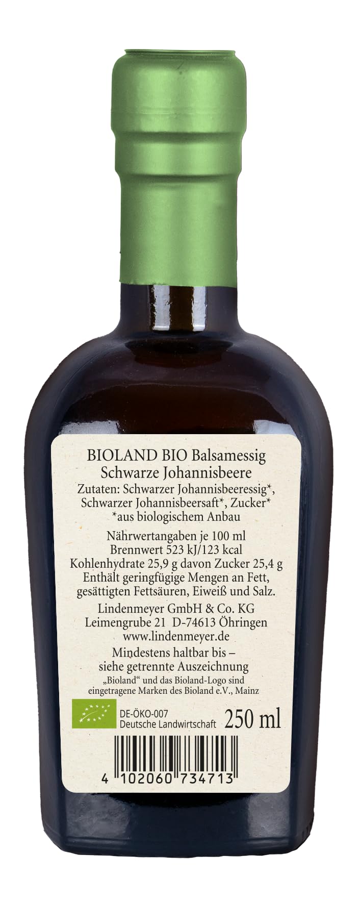 Lindenmeyer I Bio Essig fein I Schwarze Johannisbeere I Balsamessig I BIOLAND I 6er Pack (6x250ml)