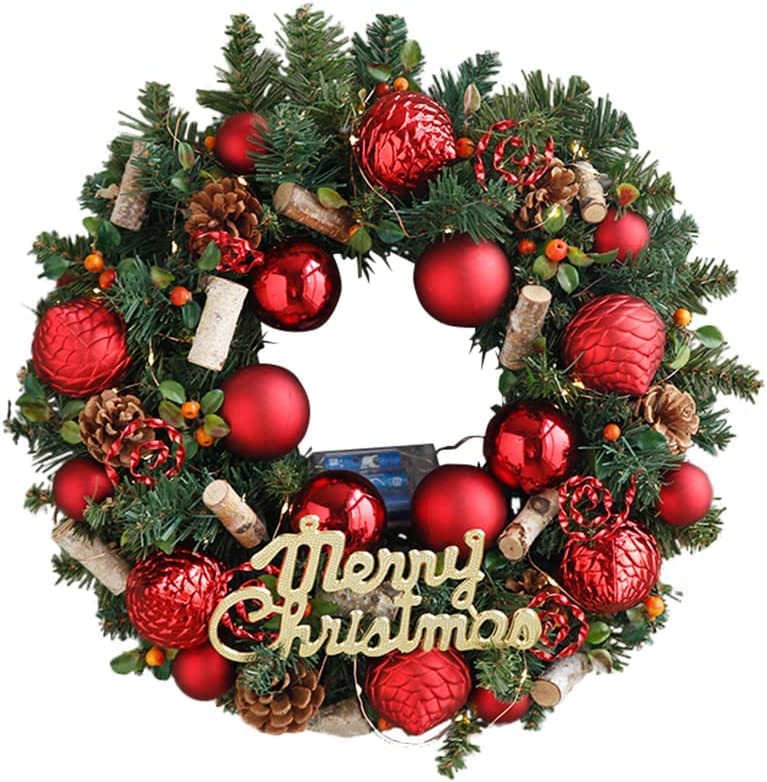 Couronne artificielle de Noël grand format avec pommes de pin naturelles