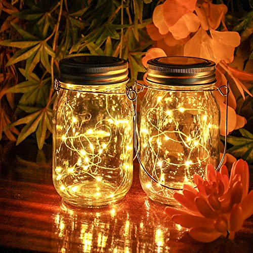 Upgraded Solar Mason Jar Lid Light,Multicolor 30Led Light String Fairy Firefly Jar Lid Light (3 Colors)Including 12 Hangers(Excluding Jars)Best For Mason Jars Terrace Garden Decoration #TOP6