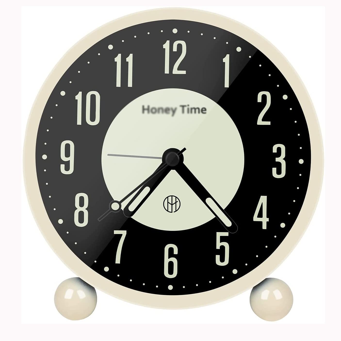 HRWLY Luminous Analog Alarm Clock Silent Sweep Non-Ticking Battery Powered Quartz with Loud &Nightlight