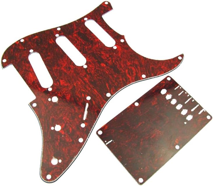 Tianya Set Guitar Pickguard SSS and Guitar Back Plate for ST Style Guitar 3-Ply Red Tortoise