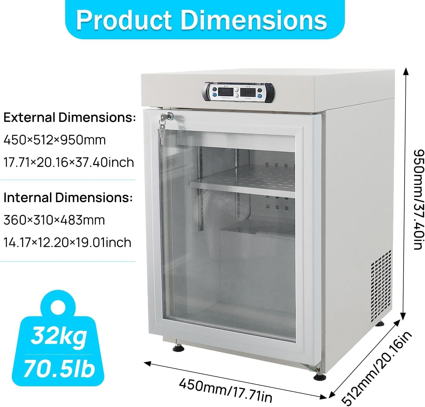 Laborkühlschrank 2-8 °C, 50L Lab Refrigerator Arzneimittelaufbewahrung Medizinischer Kühlschrank Lebensmittel Imbiss