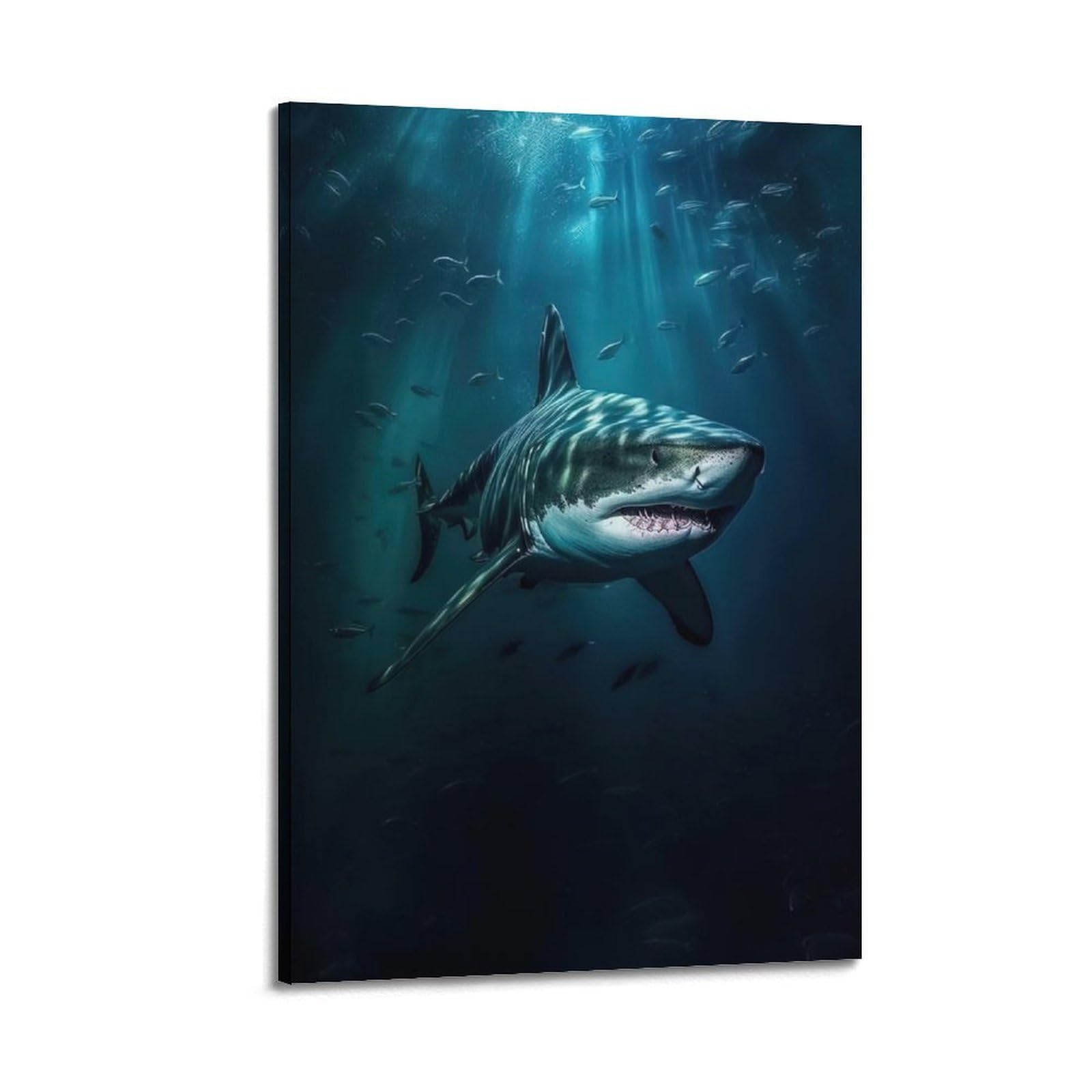 ZSZWHJ Animal Poster Sharks in The Deep Sea Poster Decorative Painting Canvas Wall Posters And Art Picture Print Modern Family Bedroom Decor Posters 08x12inch(20x30cm)