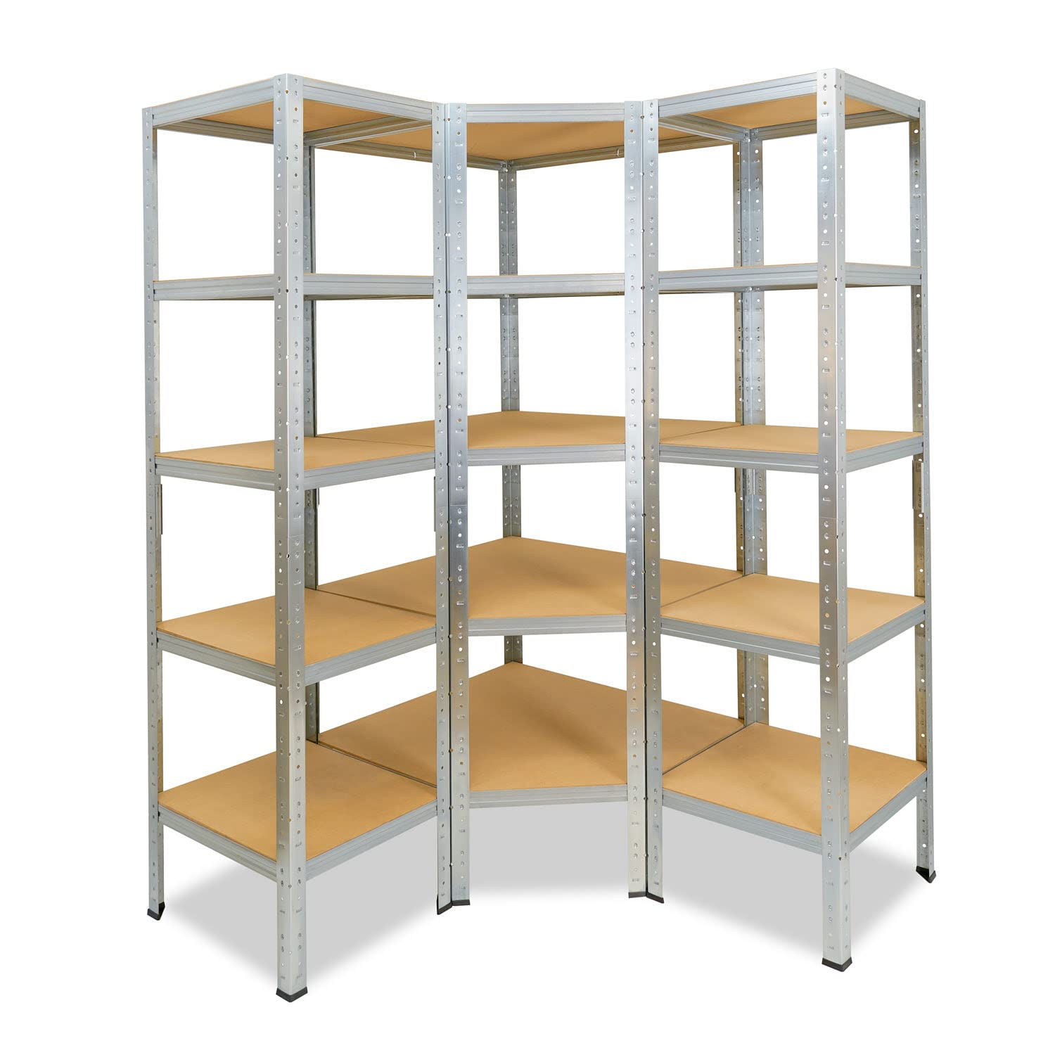 shelfplaza® 180x70x40cm HOME scaffale angolare in metallo/carichi pesanti/zincato / 5 ripiani/ 175kg capacità carico/Mensola per garage