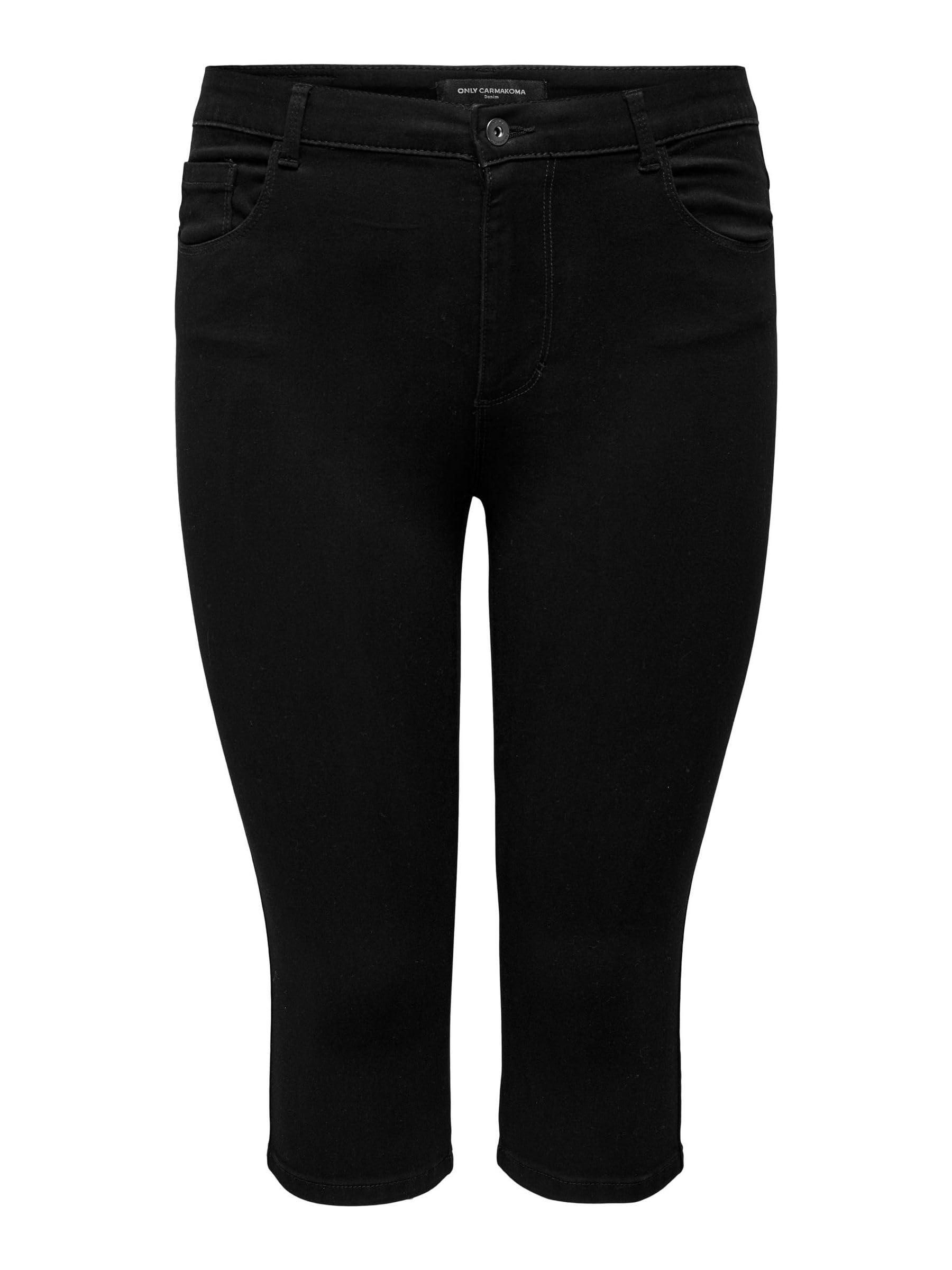 ONLY Carmakoma Damen Jeansshorts Caraugusta Hw Skinny DNM Knickers Black