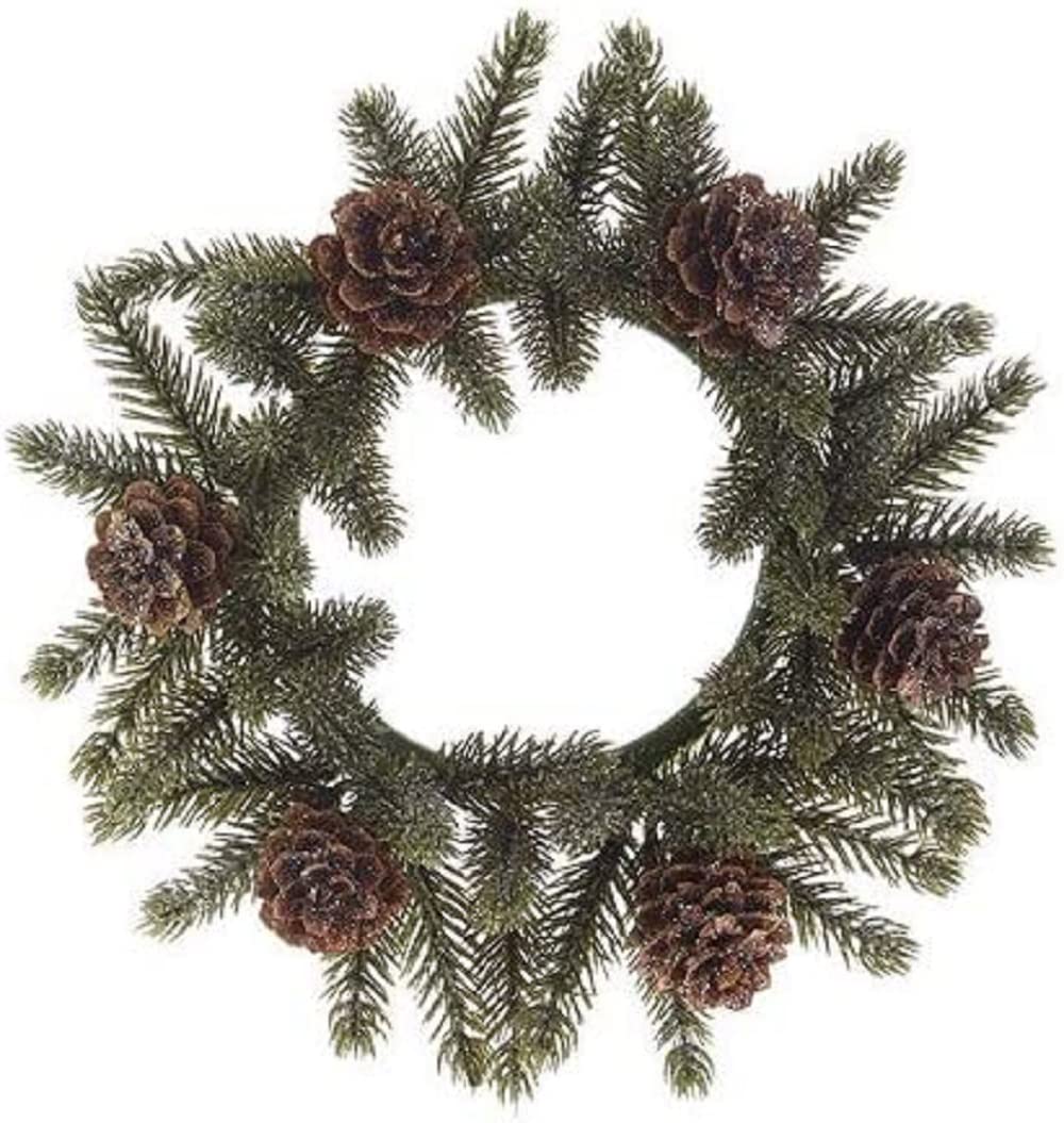 Raz Imports Iced Pine Candle Ring, 7.5" - Set of 2, Green, Plastic