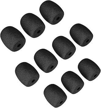 KIMAFUN 10-Pack Replacement Foam Windscreens, Black Mic Cover Sponges for GWP91 and GWP92