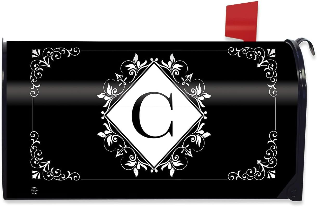 Briarwood Lane Black and White Monogram C Mailbox Cover