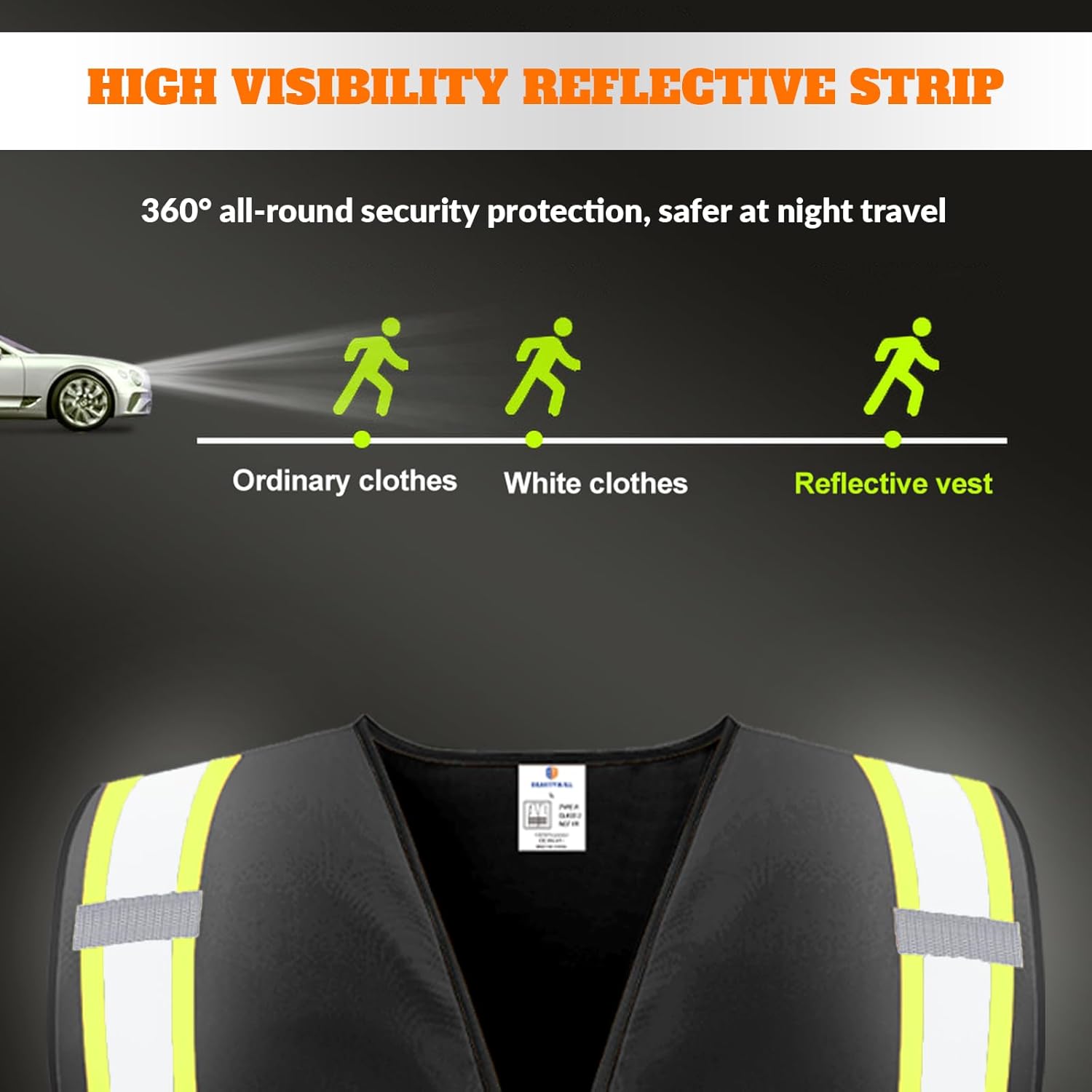 BeautyWill Custom Safety Vest logo Visibility Reflective Vest Class 2 Hi Vis Security Construction Work Vest - Image 3