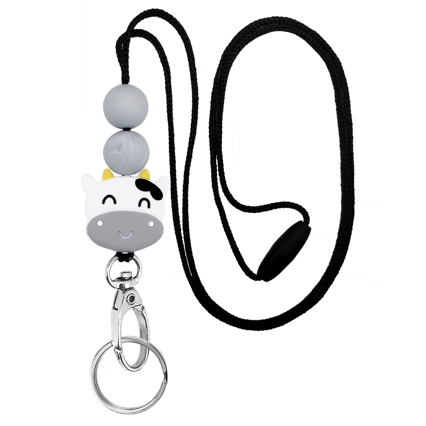 BIHRTCSilicone Beaded Lanyard with Keyring Retractable Lanyards Long Breakaway Neck Lanyard Neck Strap Key Chain for Badge Holder Keys Teacher Nurse School Work ID Card Holder Wallets