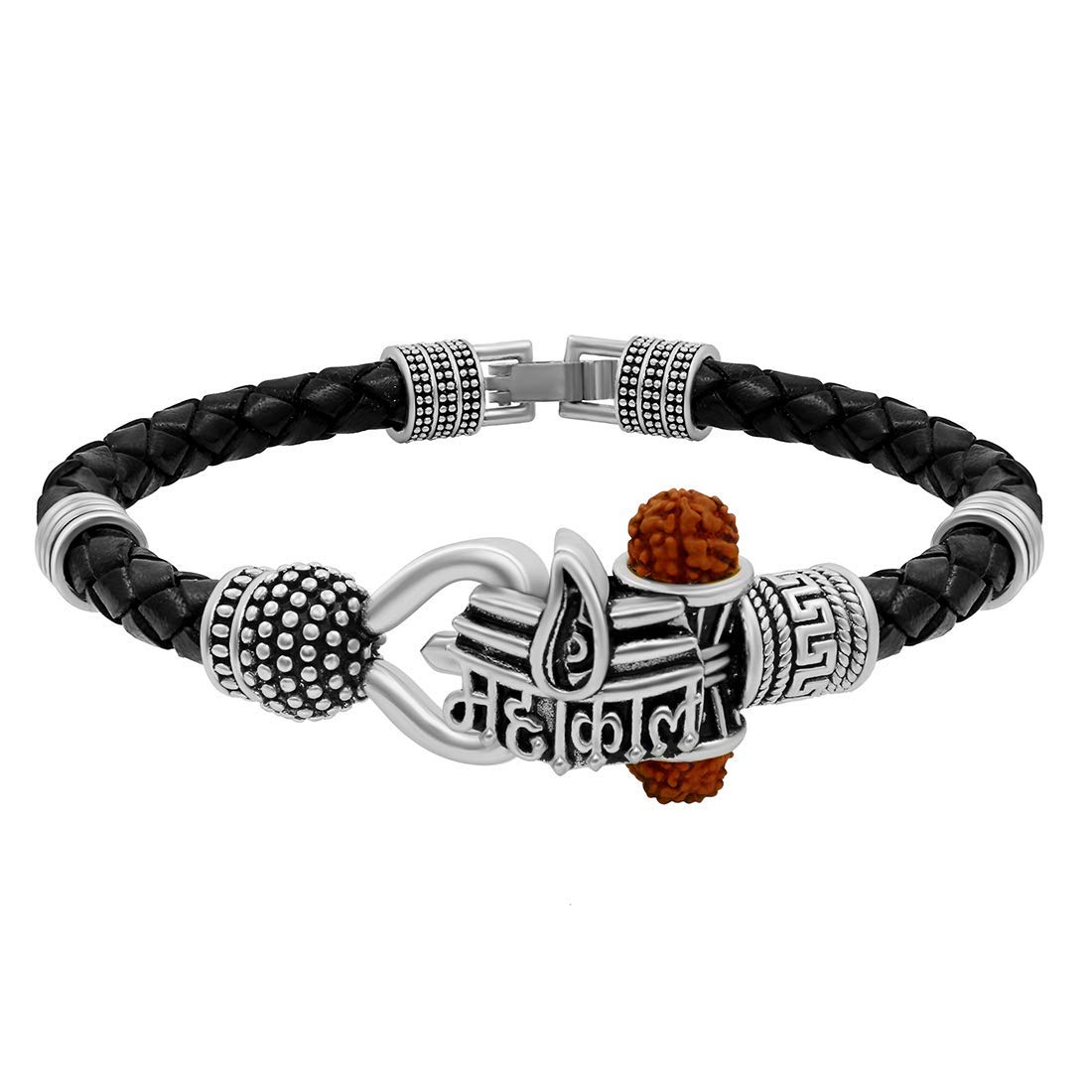 Mautik Sadiwala Silver Mahakal Premium Leather Vintage Ethnic Kada Bracelet For Unisex Adult (B08T7RDYL7) Amazon Price History, Amazon Price Tracker