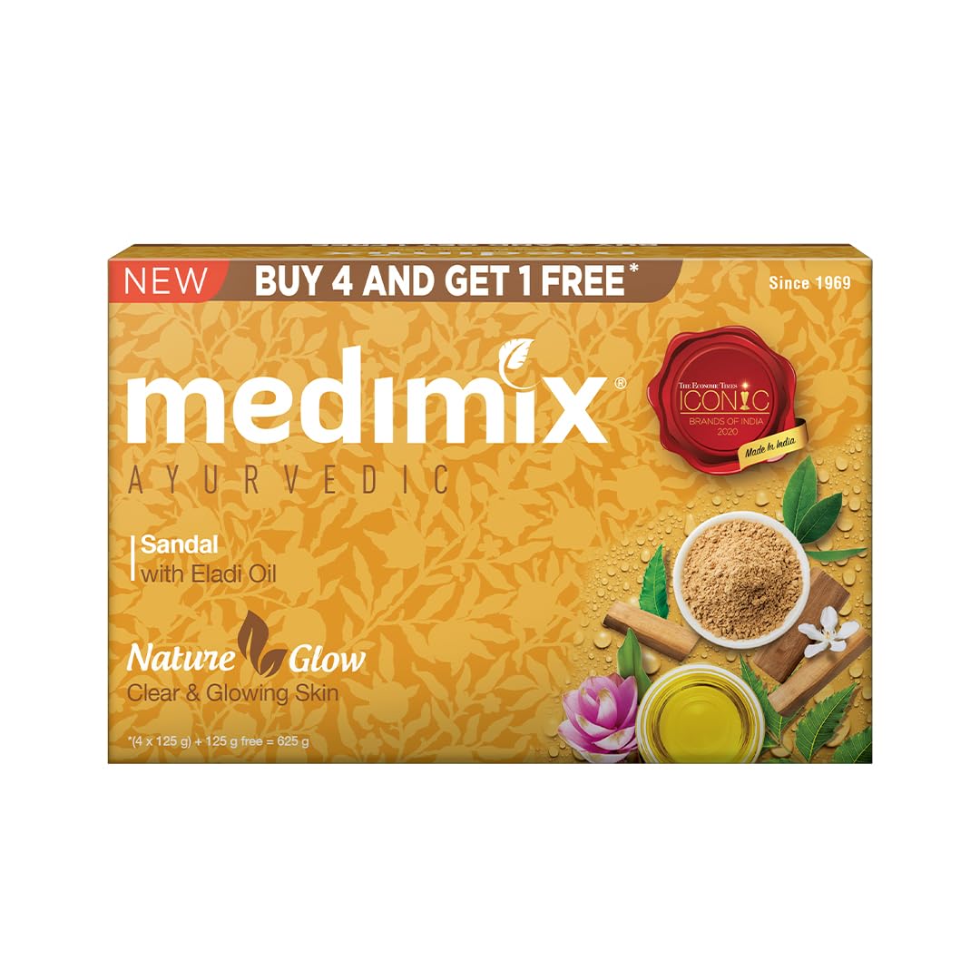 Medimix Ayurvedic Sandal Bathing Bar, 125 g (4 + 1 Offer Pack) Medimix Ayurvedic Sandal Bathing Bar, 125 g (4 + 1 Offer Pack)