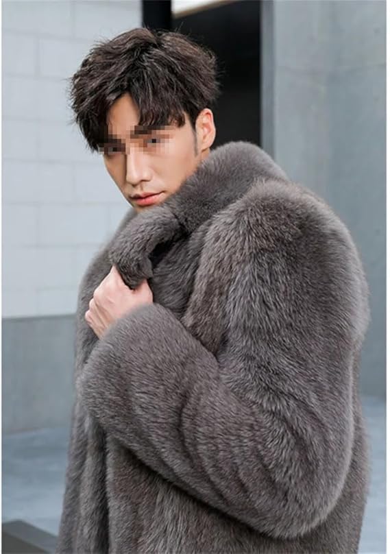 Men's Faux Fur Long Sleeve Sweater Coat – Fluffy Soft Winter Jacket, Oversized Overcoat
