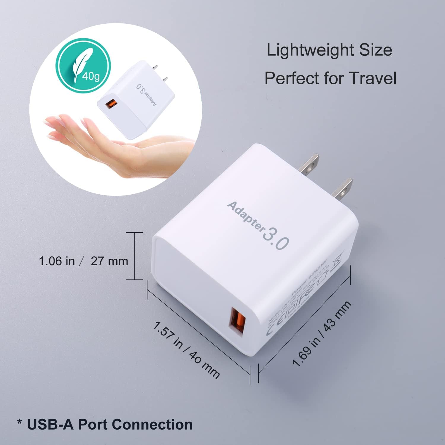 OKRAY 2 Pack 18W 3.0 Fast Charger Power Adapter Phone Charger Fast Charging Blocks Compatible with iPhone 13/12/11/XR/XS/iPad, Samsung Galaxy S10/S9/S8, Note 10/9/8, Wireless Charger