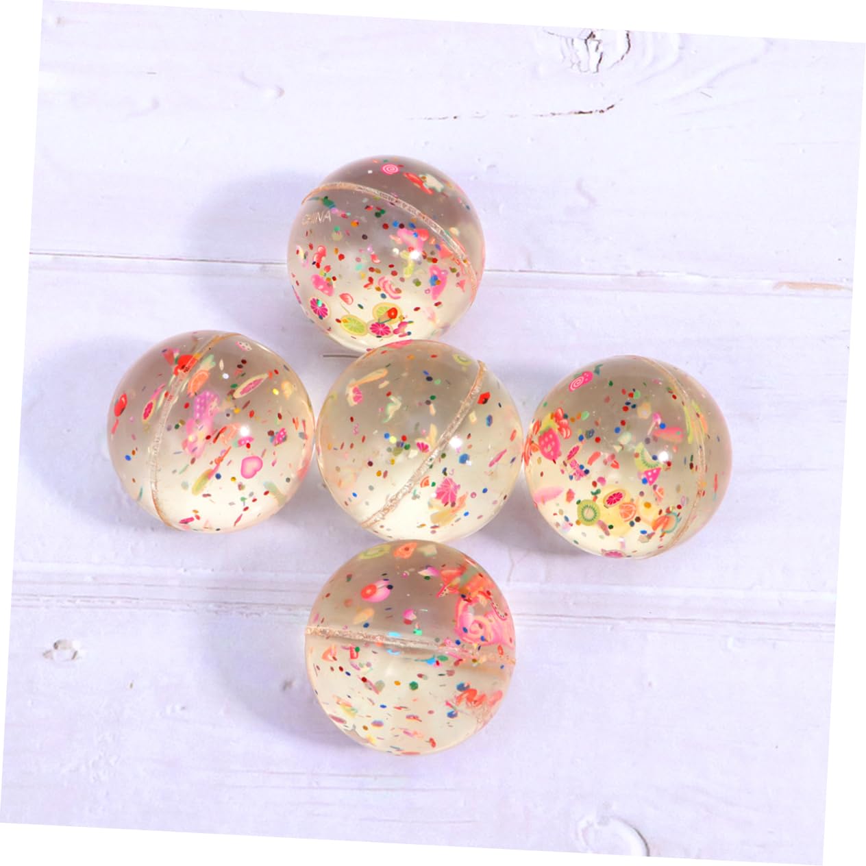 CORHAD 5Pcs Fruit Themed Jumbo Bouncy Balls for Transparent Cognitive Learning Super Bouncy Space Fun for Recess and Playtime