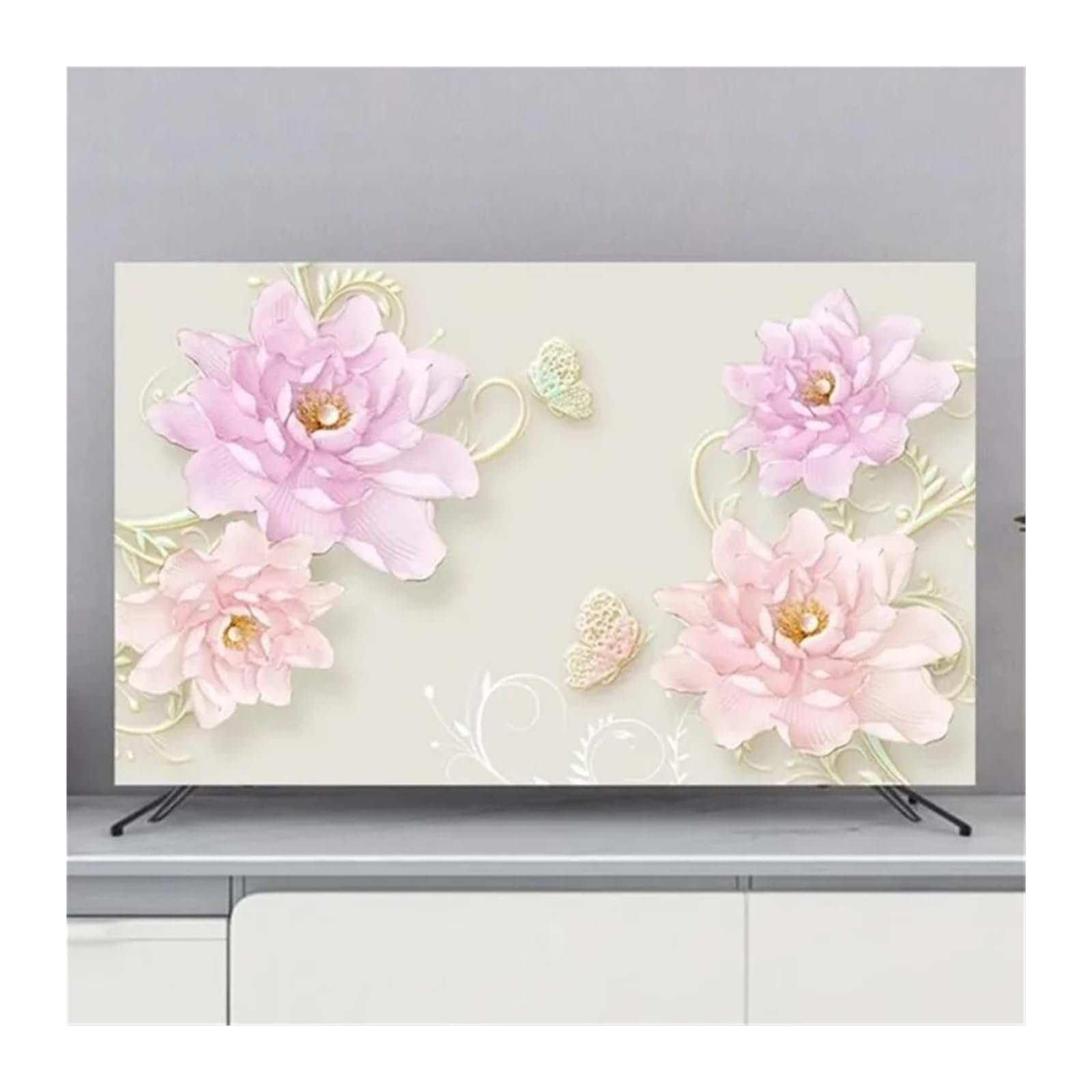 Funda Tv Exterior Cubierta protectora for TV, cubierta antipolvo for colgar en el hogar, cubierta antipolvo for TV, decoración Universal de flores for el hogar, Simple(G,65inch 152x92cm)