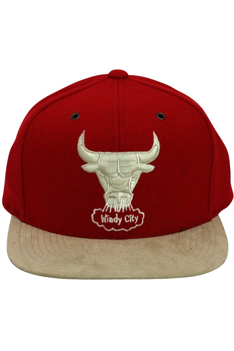 NBA Mitchell & Ness Chicago Bulls Winter Suede Adjustable Hat - Red/Natural